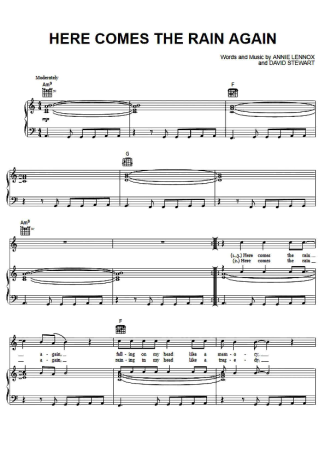 Eurythmics Here Comes The Rain Again score for Piano
