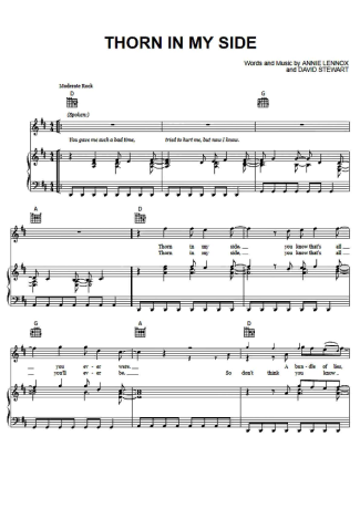 Eurythmics Thorn In My Side score for Piano