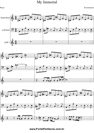 Evanescence My Immortal  score for Piano