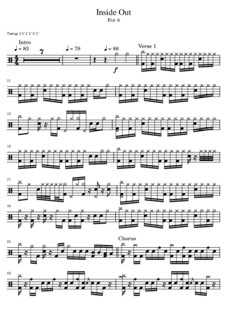 Eve 6 Inside Out score for Drums