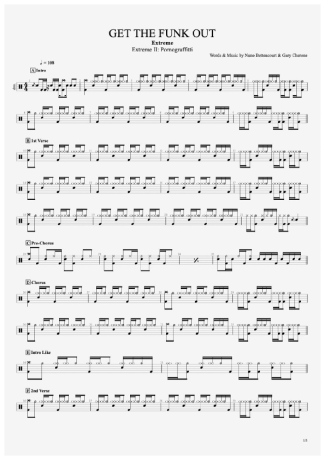 Extreme Get The Funk Out score for Drums