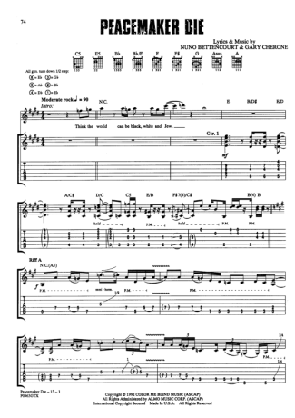 Extreme Peacemaker Die score for Guitar