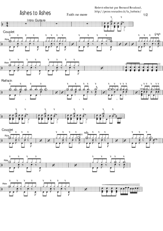 Faith No More Ashes to Ashes score for Drums
