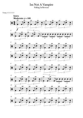 Falling In Reverse I´m Not A Vampire score for Drums