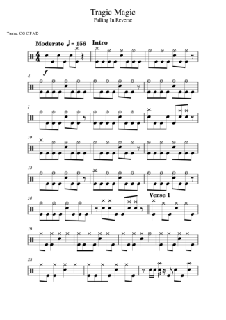 Falling In Reverse Tragic Magic score for Drums