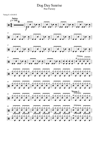 Fear Factory Dog Day Sunrise score for Drums