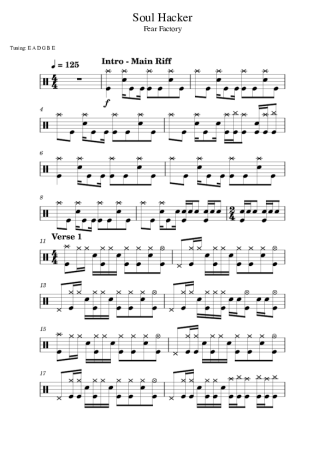 Fear Factory Soul Hacker score for Drums