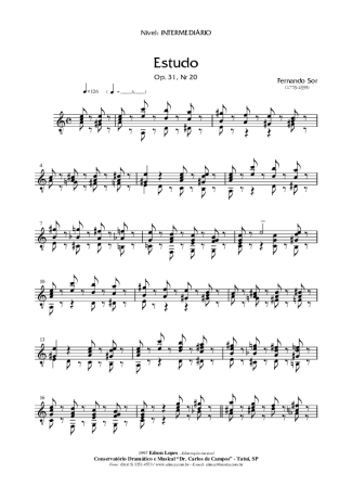 Fernando Sor Estudo Op. 31 Nr 20 score for Acoustic Guitar