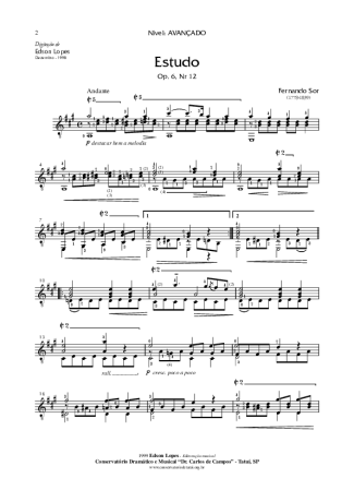 Fernando Sor Estudo Op. 6 Nr 12 score for Acoustic Guitar