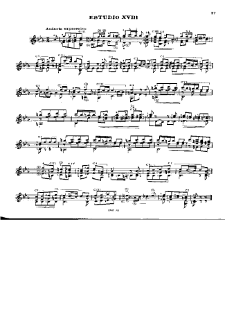 Fernando Sor Etude Op29 Nr22 (Segovia Nr18) score for Acoustic Guitar