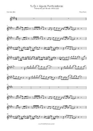 Fhop Music Tu És + Águas Purificadoras score for Clarinet (Bb)
