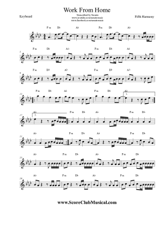 Fifth Harmony Work From Home score for Keyboard