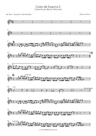 Flavio Venturine Clube Da Esquina 2 score for Clarinet (Bb)