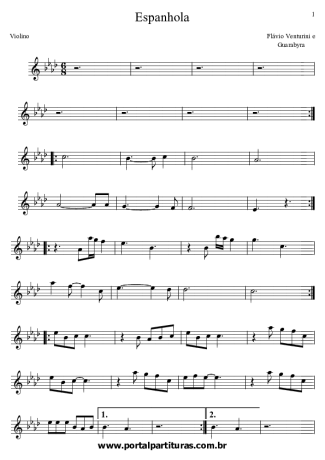 Flavio Venturine Espanhola score for Violin