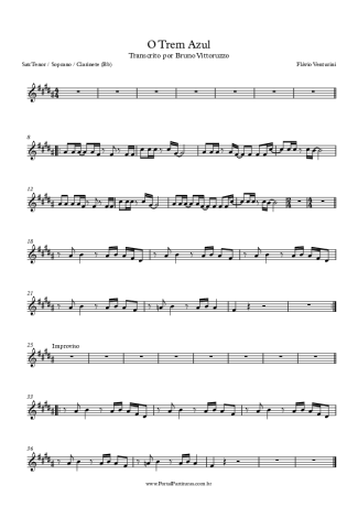 Flavio Venturine O Trem Azul score for Tenor Saxophone Soprano (Bb)
