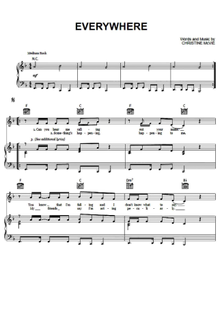 Fleetwood Mac Everywhere score for Piano