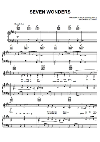 Fleetwood Mac Seven Wonders score for Piano