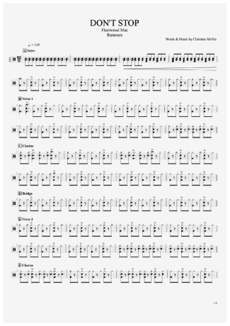 Fleetwoord Mac Don´t Stop score for Drums