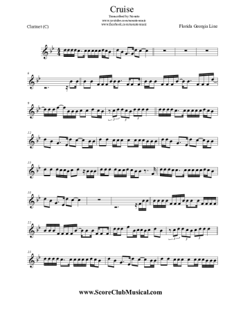 Florida Georgia Line Cruise score for Clarinet (C)