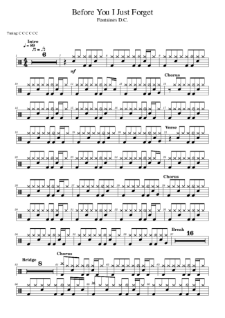 Fontaines D.C Before You I Just Forget score for Drums