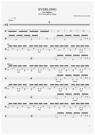Foo Fighters Everlong score for Drums