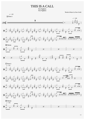 Foo Fighters This Is A Call score for Drums