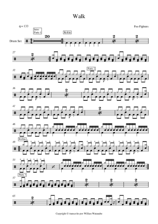 Foo Fighters Walk score for Drums