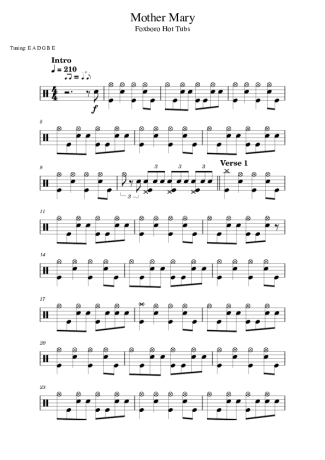 Foxboro Hot Tubs Mother Mary score for Drums