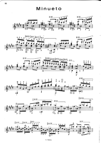Francisco Tárrega Minueto score for Acoustic Guitar