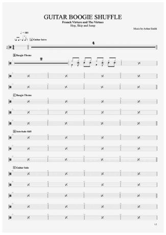 Franck Virtue and The Virtues Guitar Boogie Shuffle score for Drums