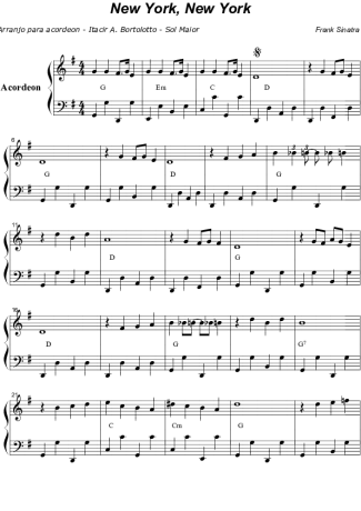 Frank Sinatra New York, New York score for Accordion
