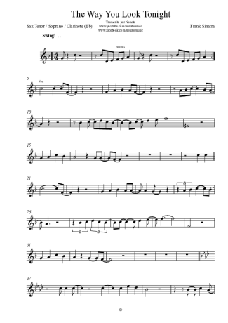 Frank Sinatra The Way You Look Tonight score for Clarinet (Bb)