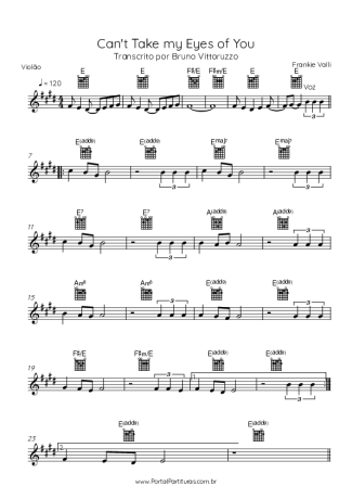 Frankie Valli Can´t Take My Eyes Of You score for Acoustic Guitar
