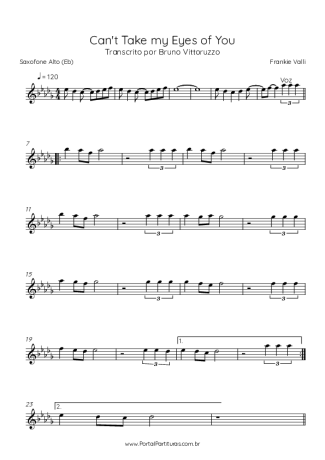 Frankie Valli Can´t Take My Eyes Of You score for Alto Saxophone