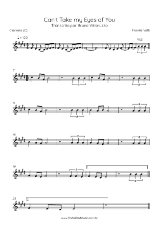 Frankie Valli Can´t Take My Eyes Of You score for Clarinet (C)
