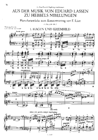 Franz Liszt Aus Der Musik Von Eduard Lassen S.496 1 score for Piano