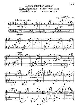 Franz Liszt Caprices Valse 2 S.214 score for Piano