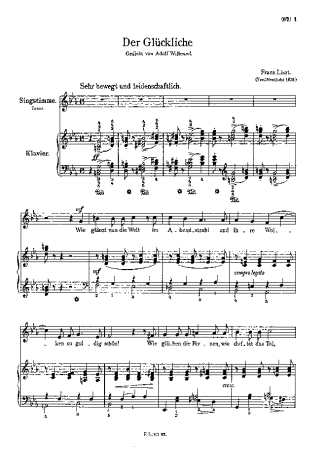 Franz Liszt Der Glückliche S.334 score for Piano