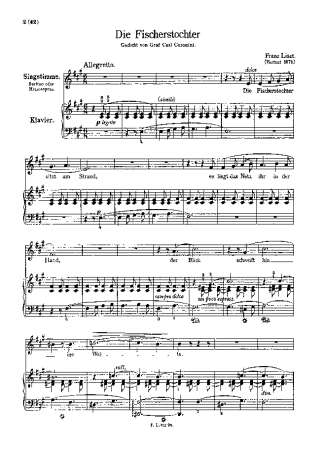 Franz Liszt Die Fischerstochter score for Piano