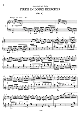 Franz Liszt Étude En Douze Exercices S.136 Nº01 score for Piano