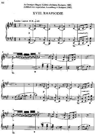Franz Liszt Hungarian Rhapsody No.18 S.244 18 score for Piano