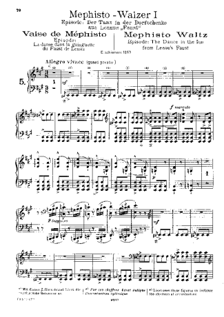 Franz Liszt Mephisto Waltz No.1 S.514 score for Piano