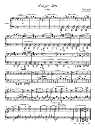 Franz Liszt Nuages Gris S. 199 score for Piano