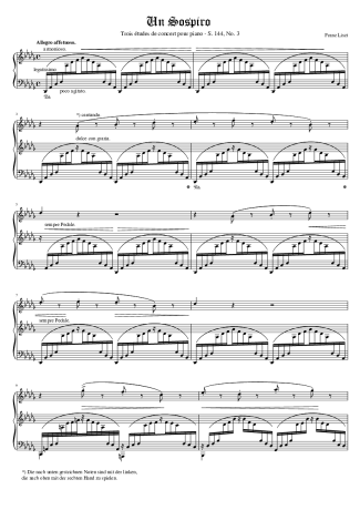 Franz Liszt Un Sospiro score for Piano