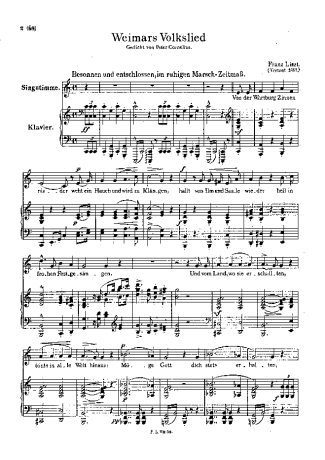 Franz Liszt Weimars Volkslied S.313 score for Piano