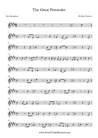 Freddie Mercury The Great Pretender score for Alto Saxophone