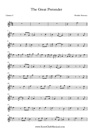 Freddie Mercury The Great Pretender score for Clarinet (C)