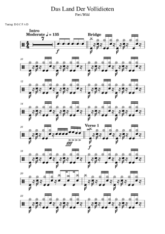 Frei.Wild Das Land Der Vollidioten score for Drums