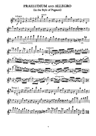 Fritz Kreisler Praeludium and Allegro score for Violin