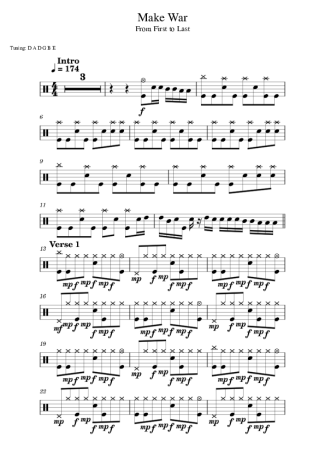From First to Last Make War score for Drums